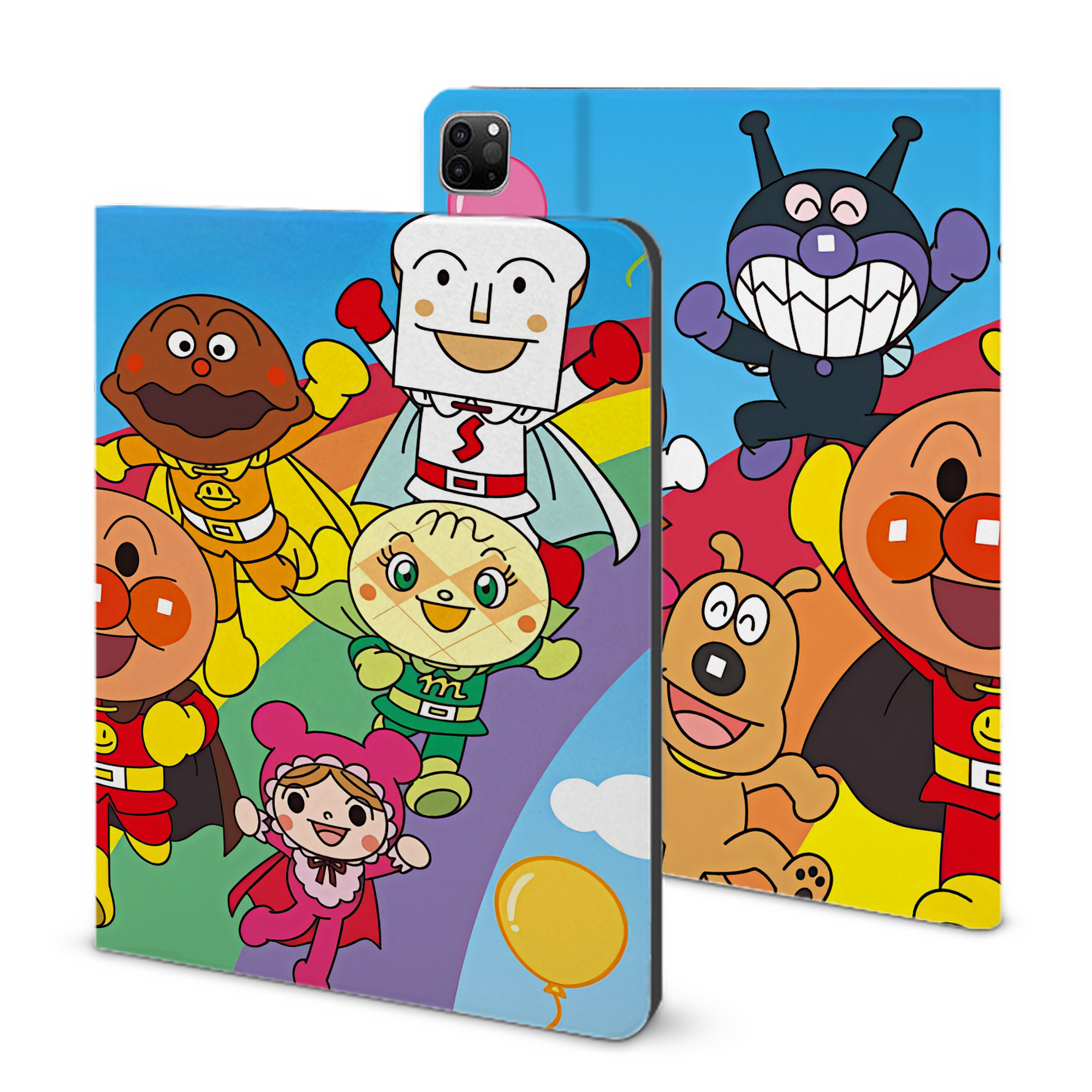 （画像用） アンパンマン Anpanman IPad ケース ブック型 PUレザー TPU 耐衝撃 軽量 薄型 ペン収納なし 全面保護 IPad 各モデル対応
